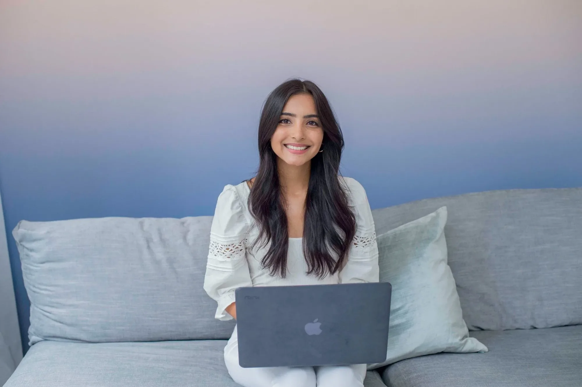 A client attending an online therapy session from home